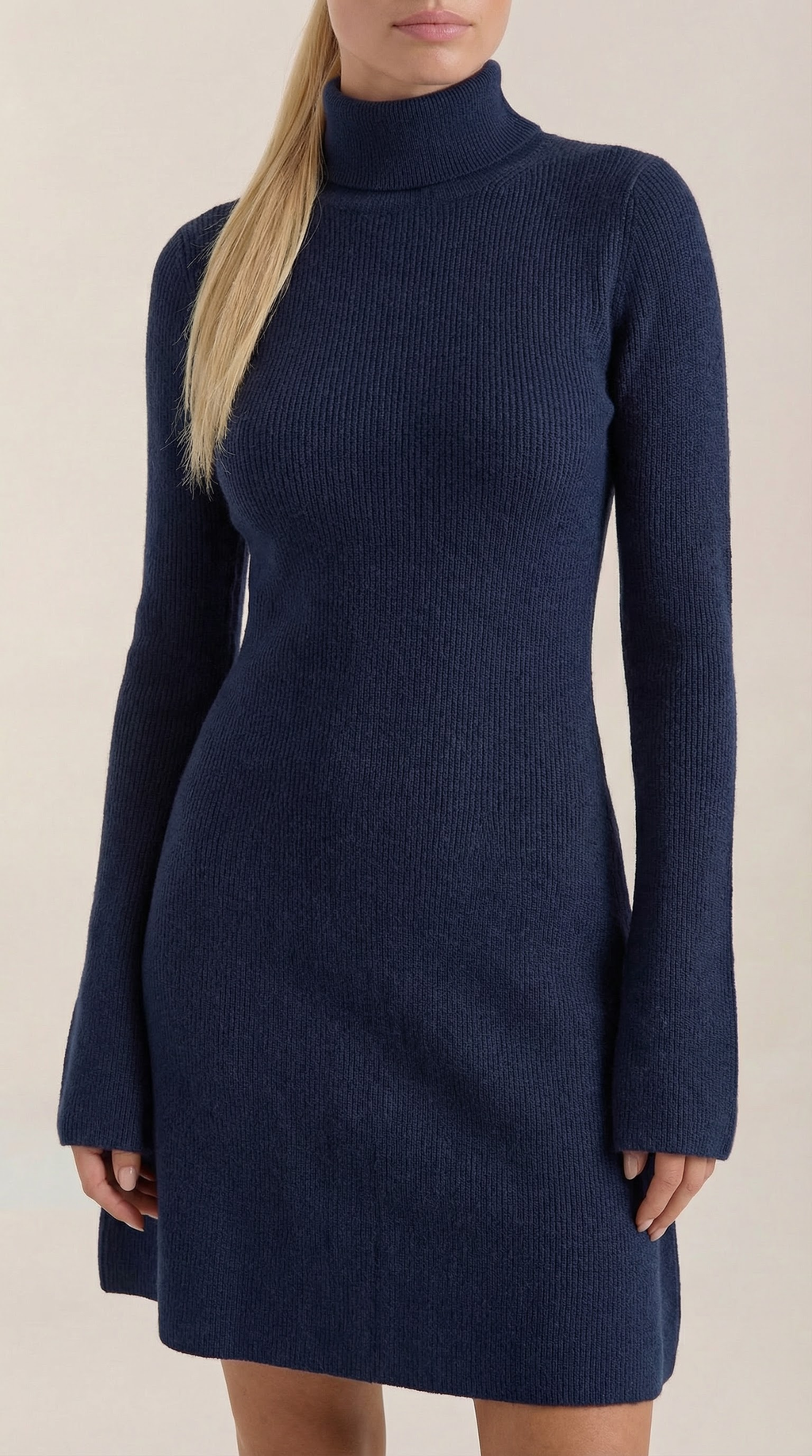 Mini Vestido de Punto con Cuello Alto Geneva