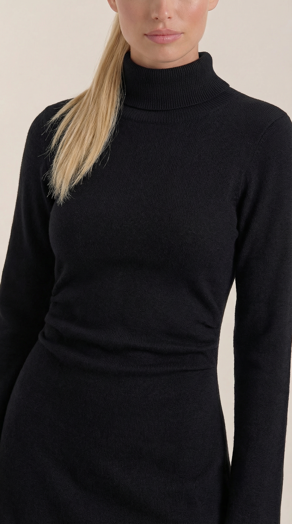 Mini Vestido de Punto con Cuello Alto Geneva
