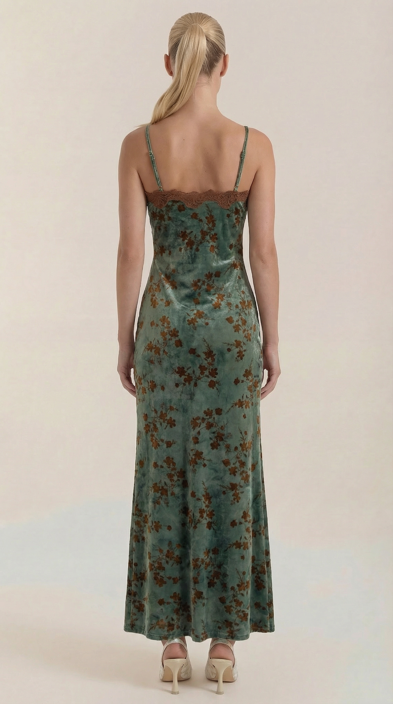 Vestido Midi Jeannette con Detalles de Encaje