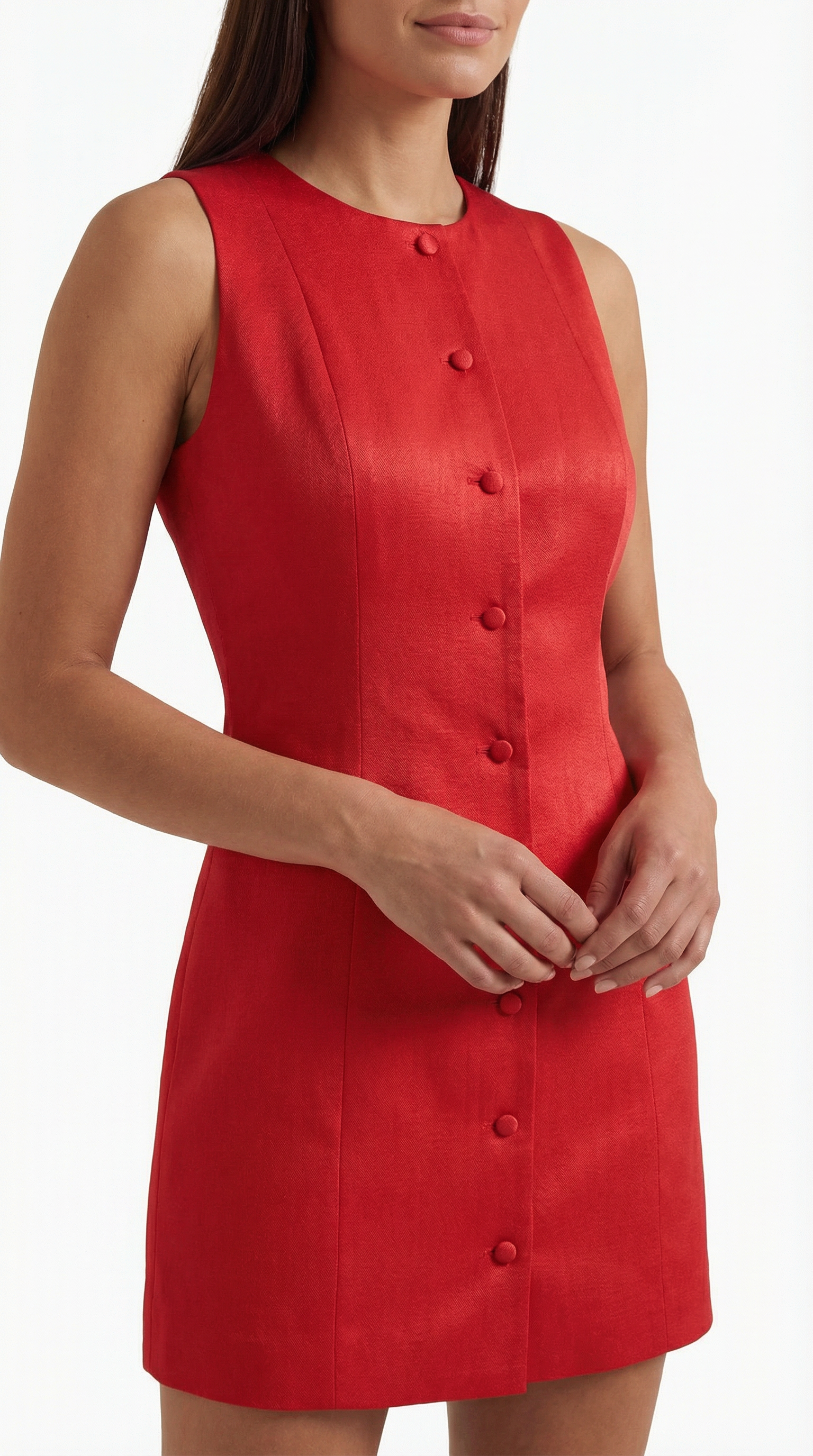Vestido Corto Sin Mangas Patricia con Botones