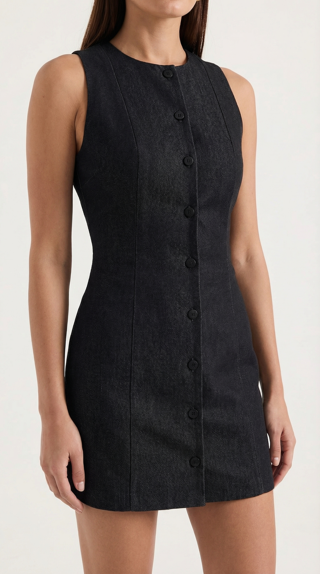 Vestido Corto Sin Mangas Patricia con Botones