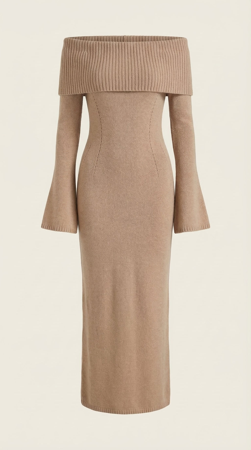 Vestido largo ajustado con hombros descubiertos de Quinlan