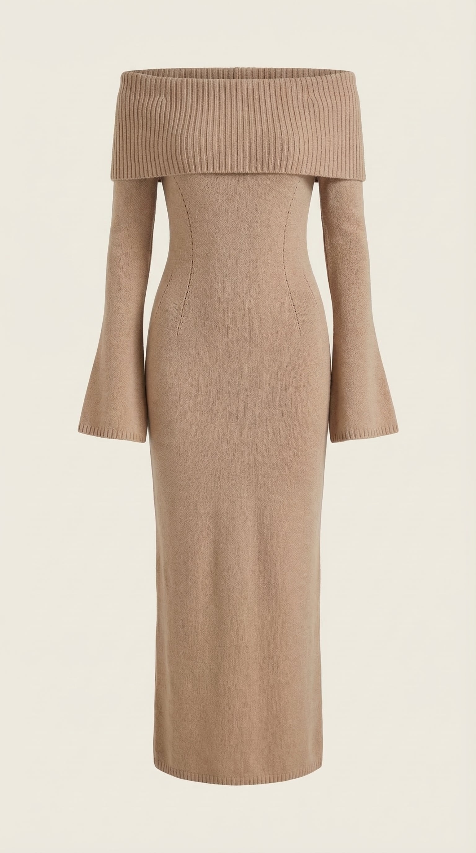 Vestido largo ajustado con hombros descubiertos de Quinlan