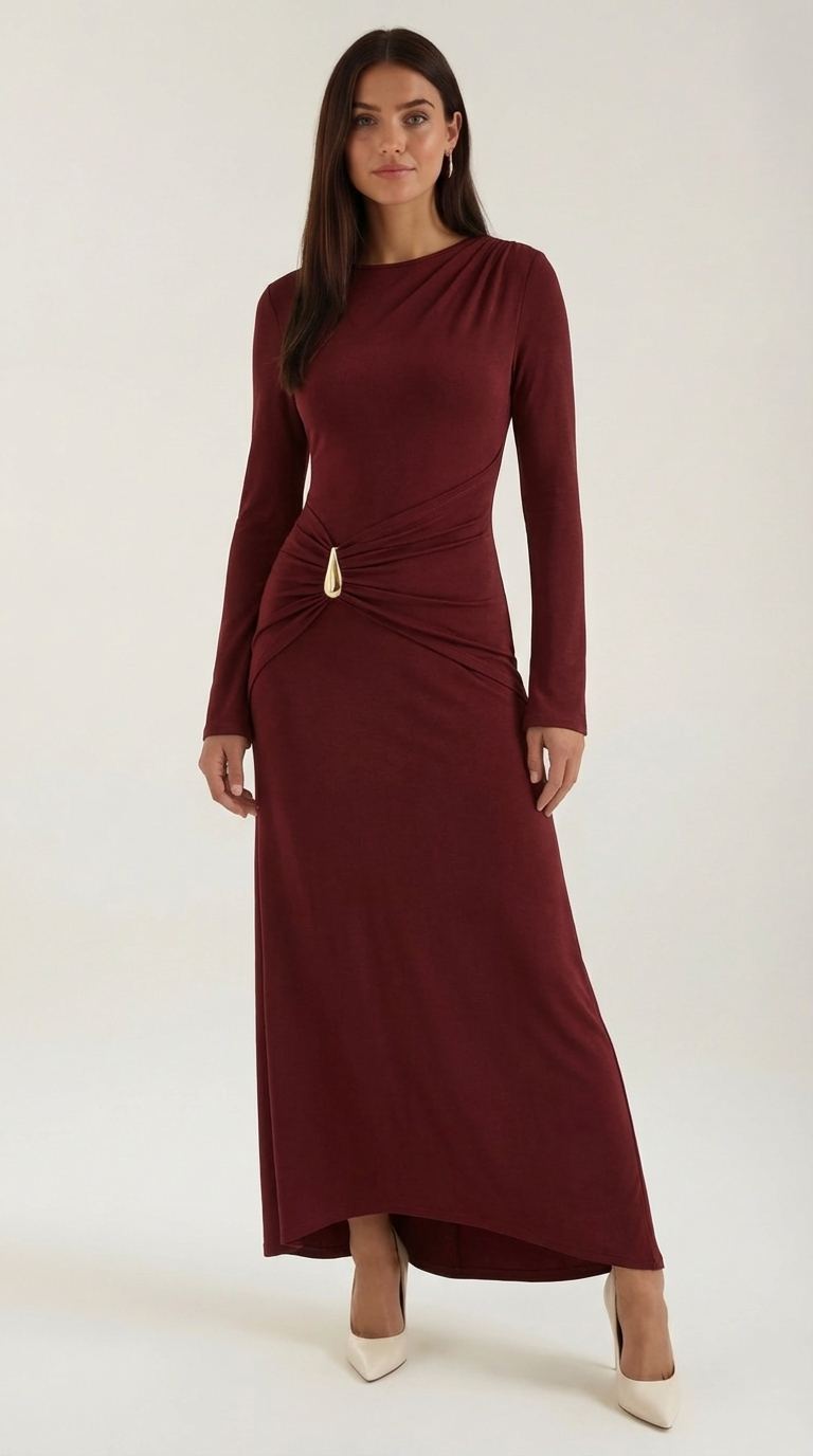 Renee Vestido Maxi de Manga Larga