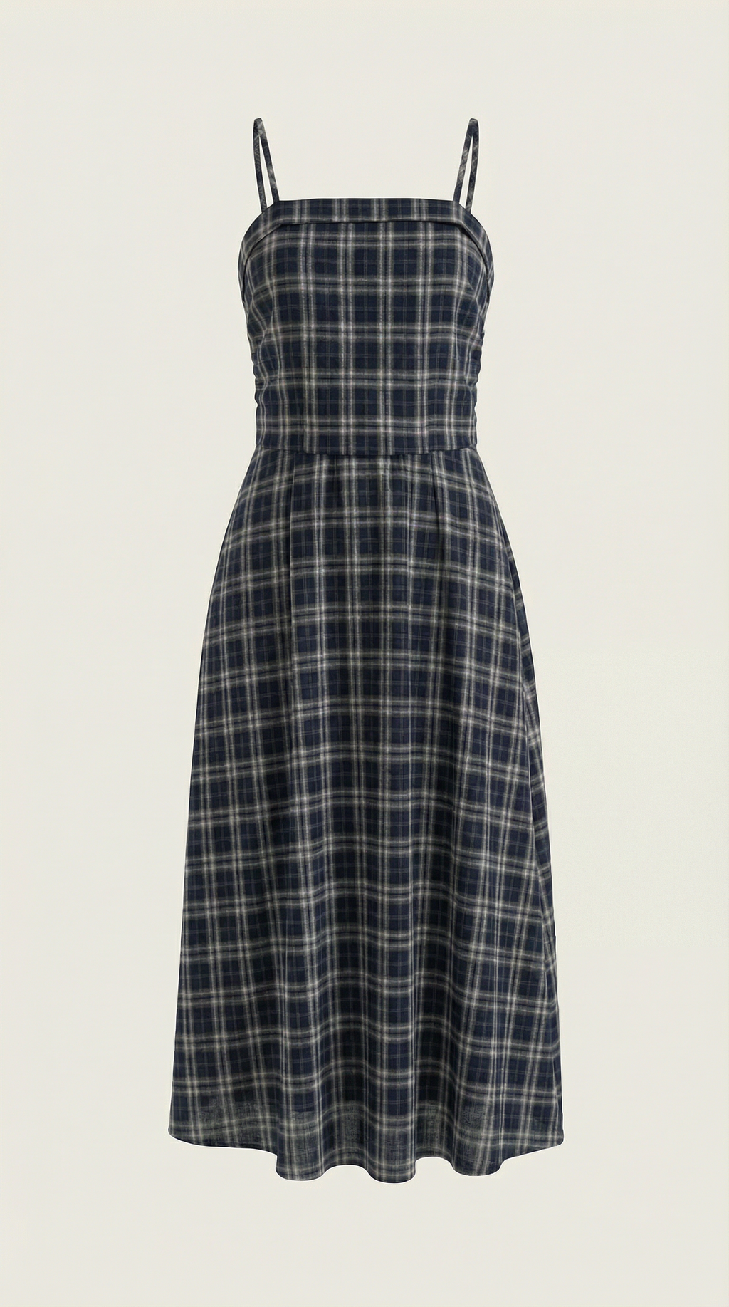Vestido Midi de Verano a Cuadros con Escote Redondo