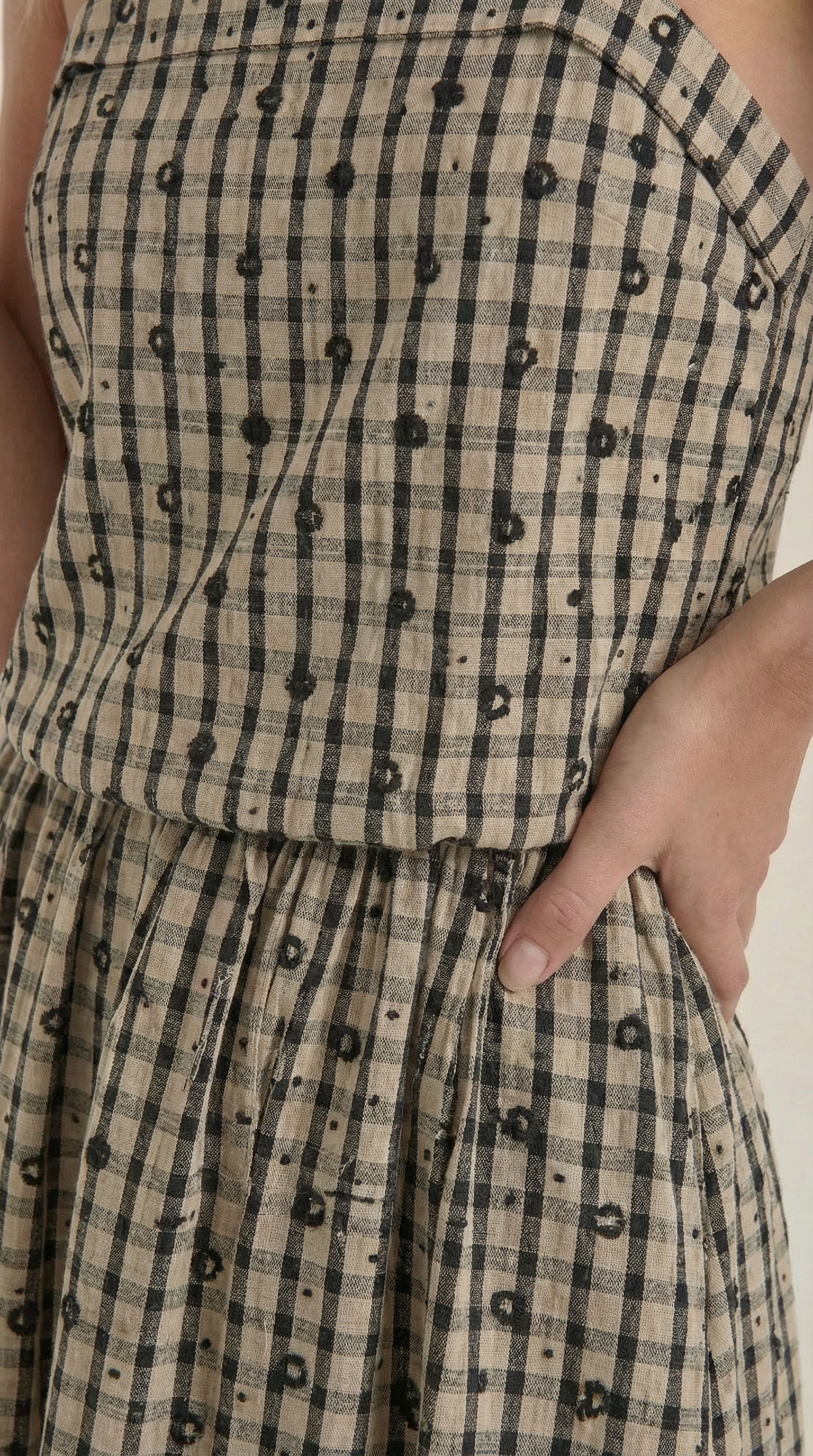 Vestido Midi de Verano a Cuadros con Escote Redondo