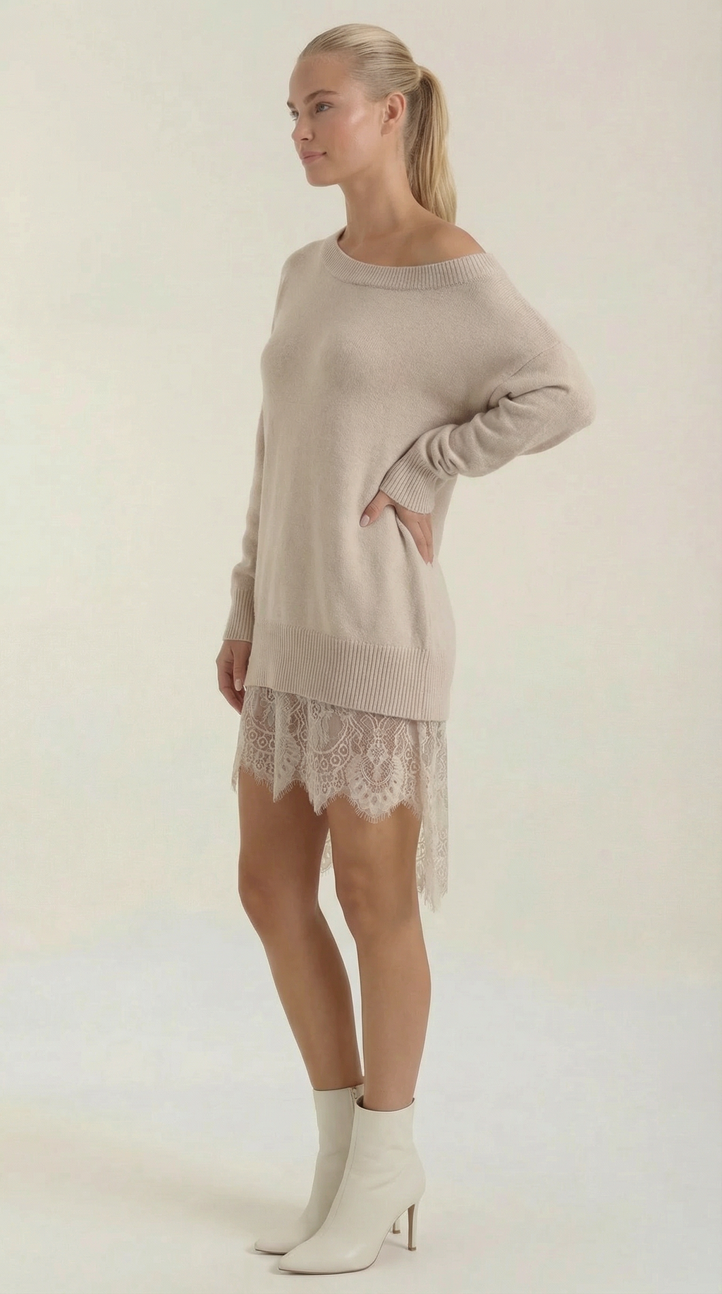 Vestido de punto con detalles de encaje Rosemary