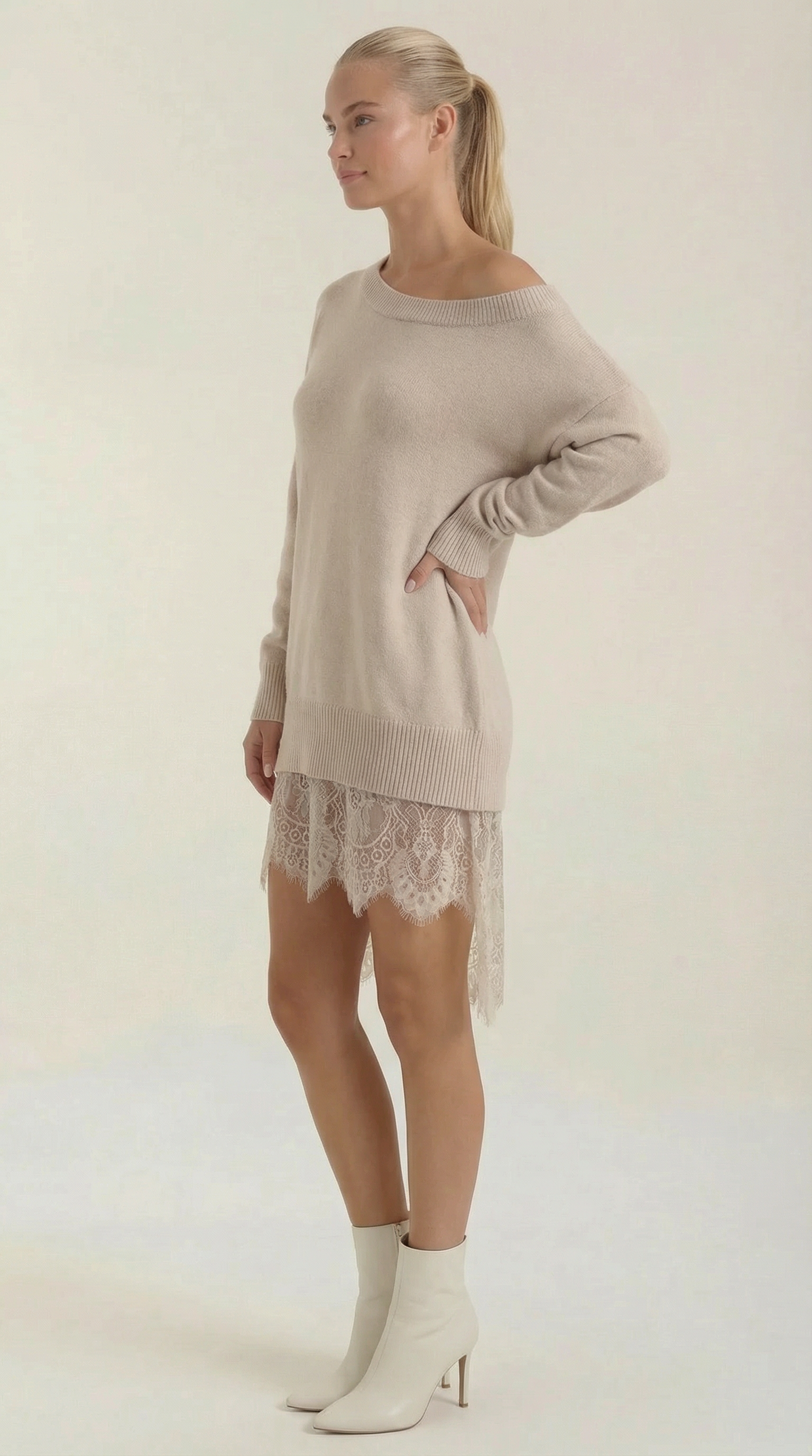 Vestido de punto con detalles de encaje Rosemary