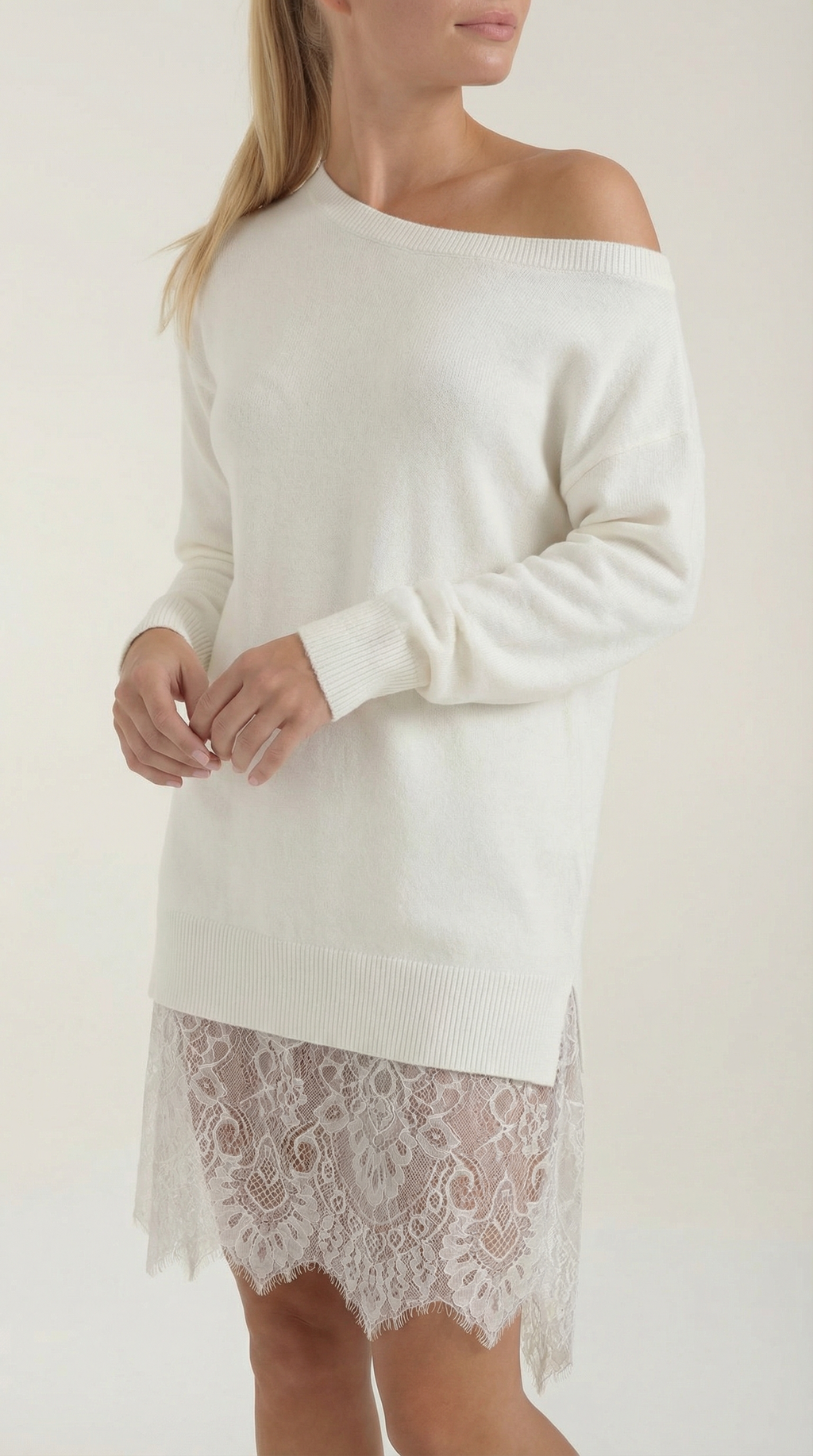 Vestido de punto con detalles de encaje Rosemary