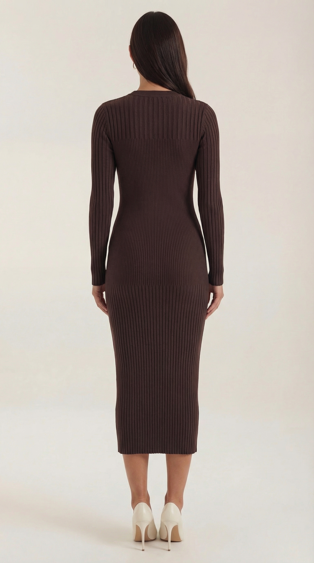 Sheila - Vestido midi ajustado de canalé