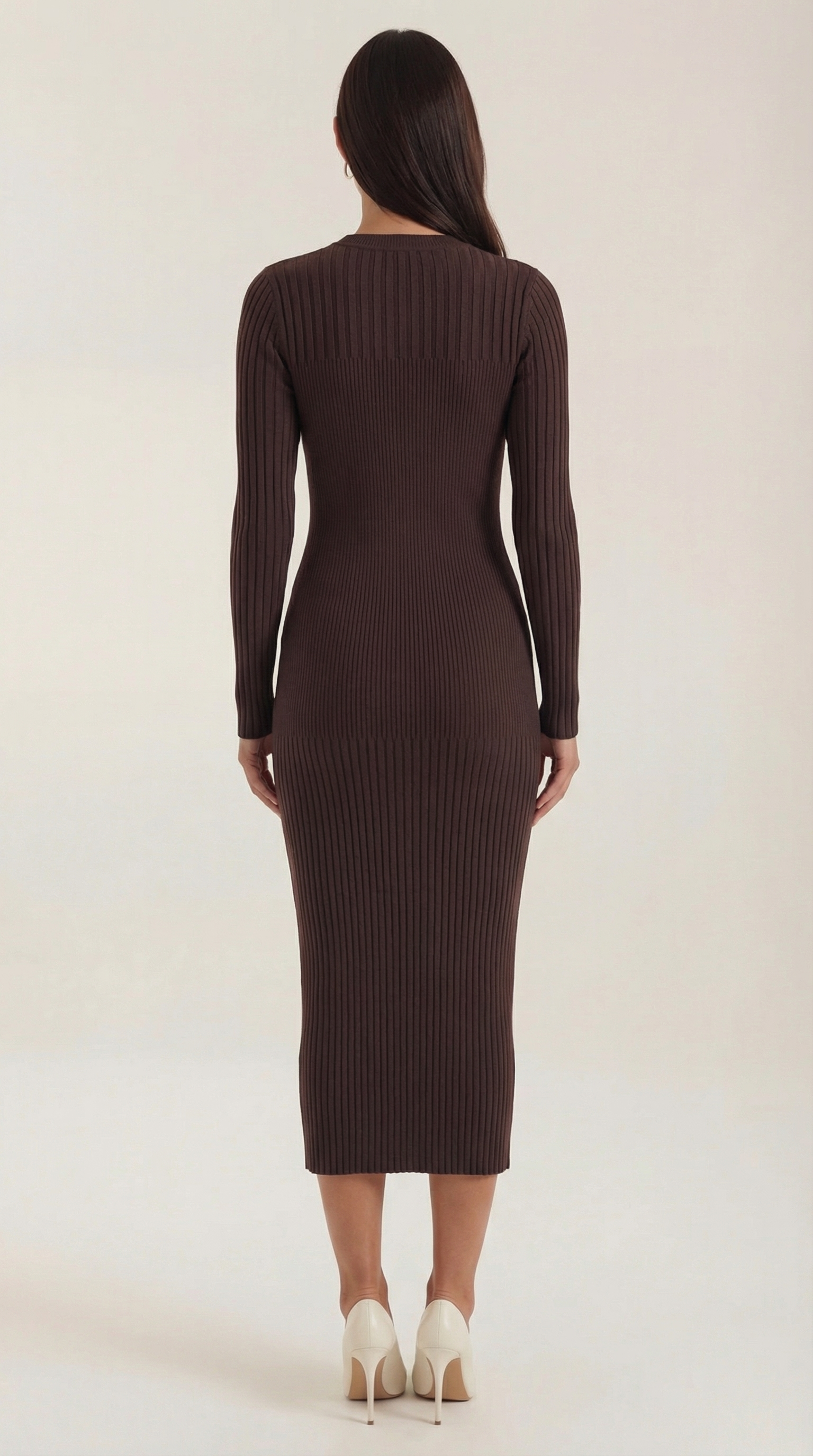 Sheila - Vestido midi ajustado de canalé