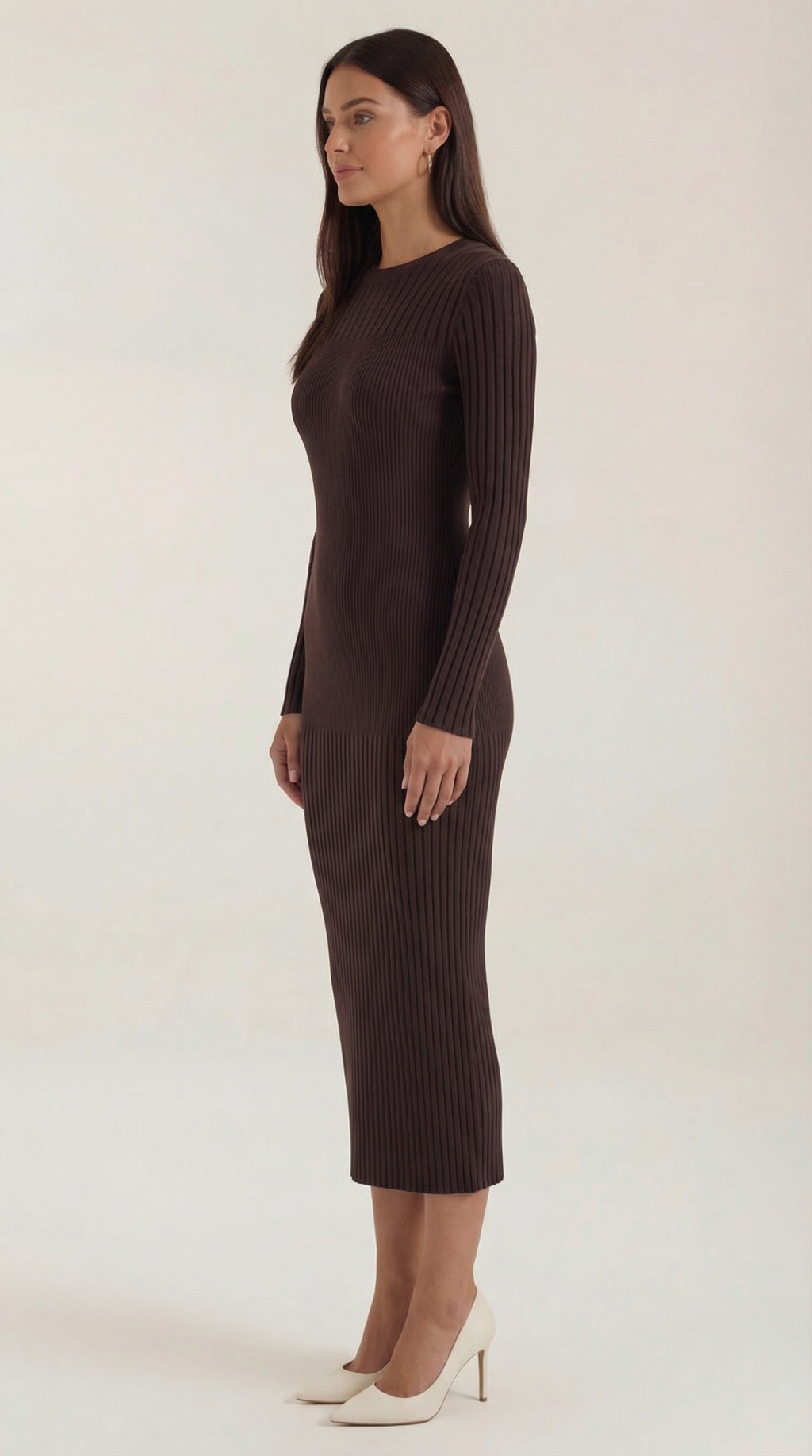 Sheila - Vestido midi ajustado de canalé