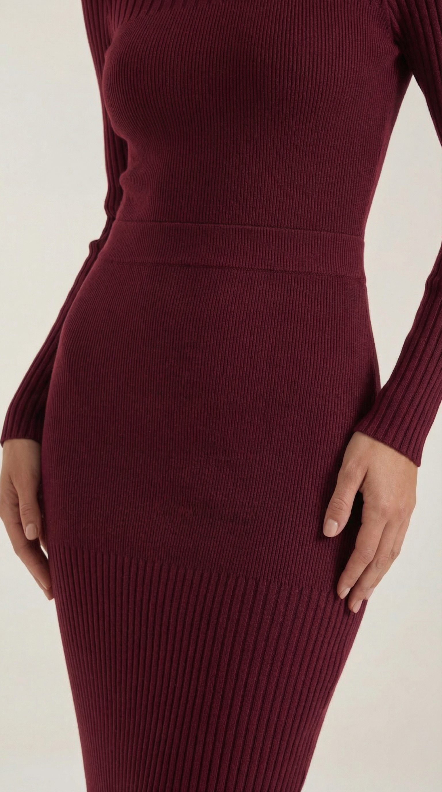 Sheila - Vestido midi ajustado de canalé