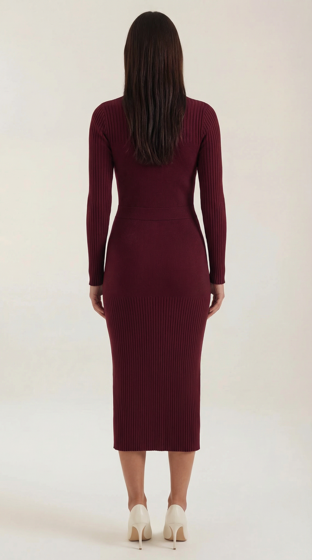 Sheila - Vestido midi ajustado de canalé