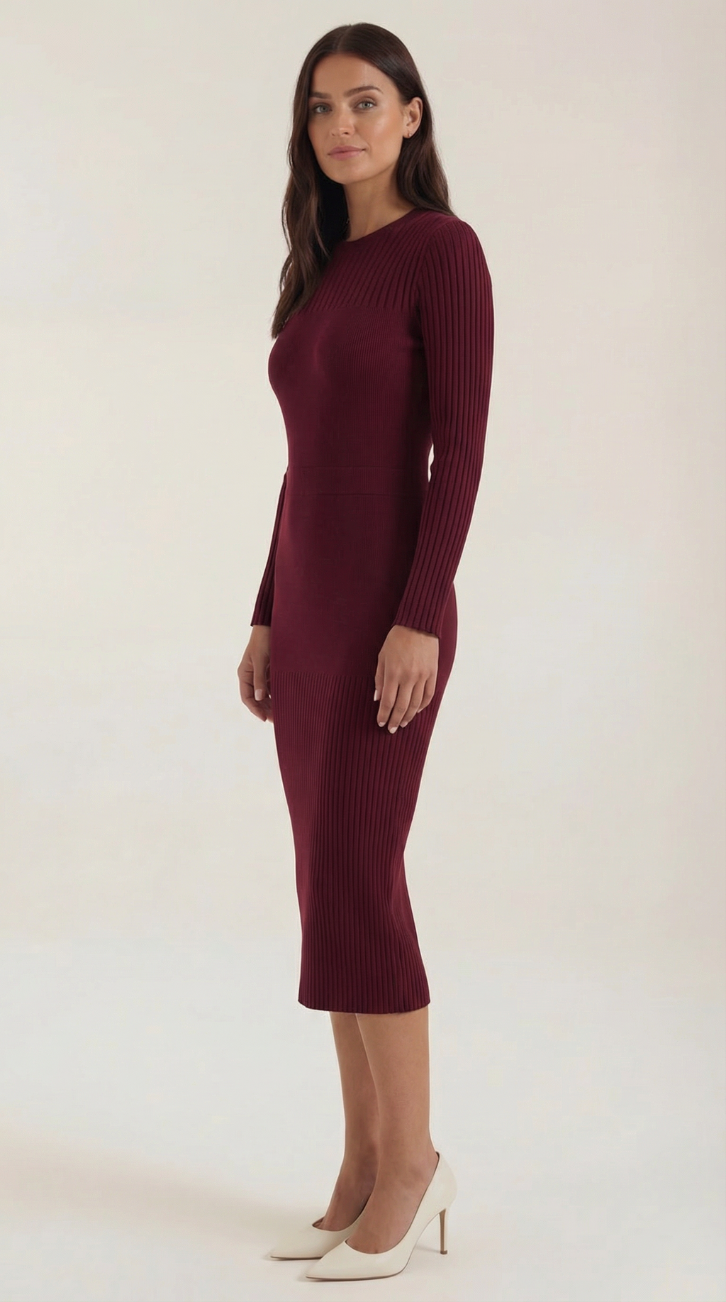 Sheila - Vestido midi ajustado de canalé