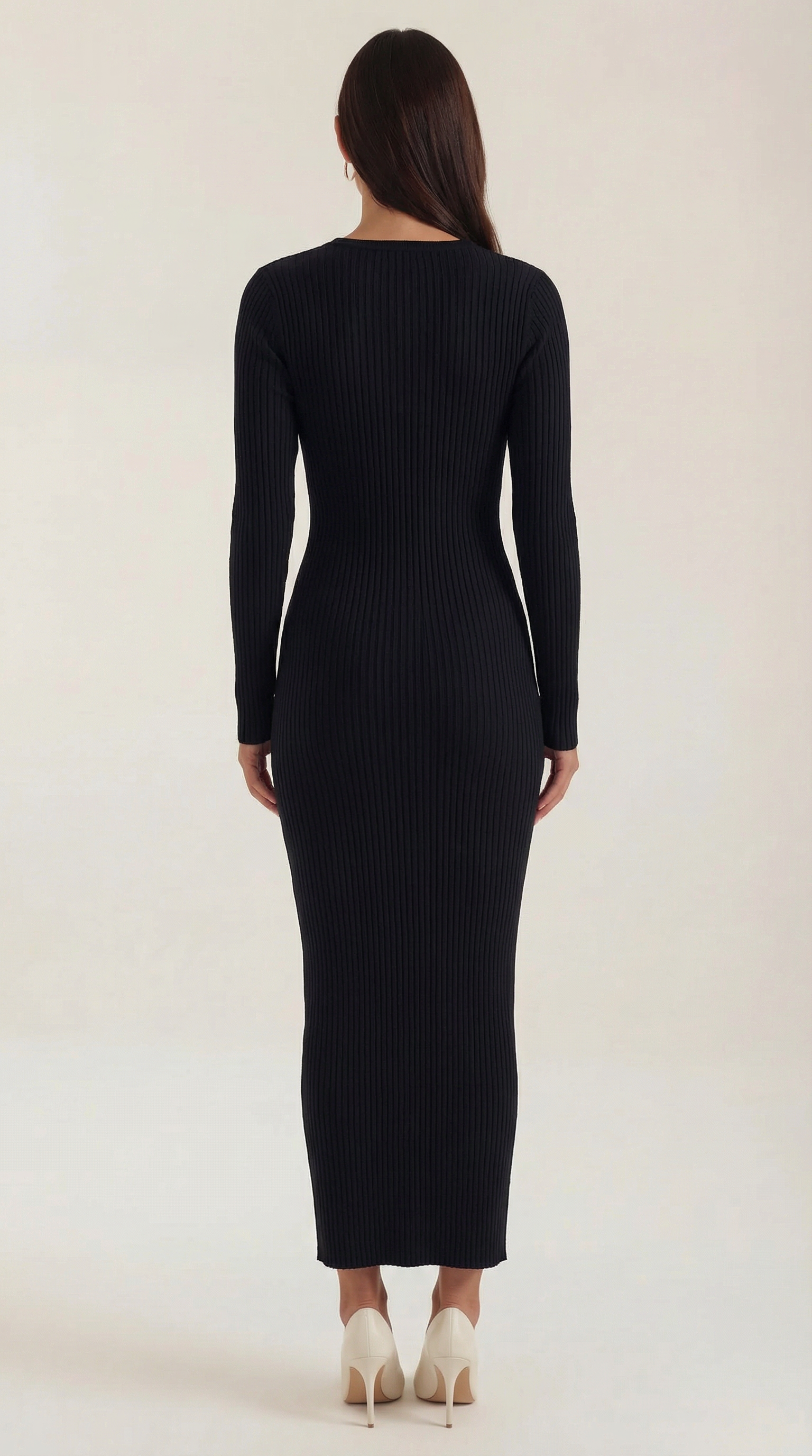 Sheila - Vestido midi ajustado de canalé