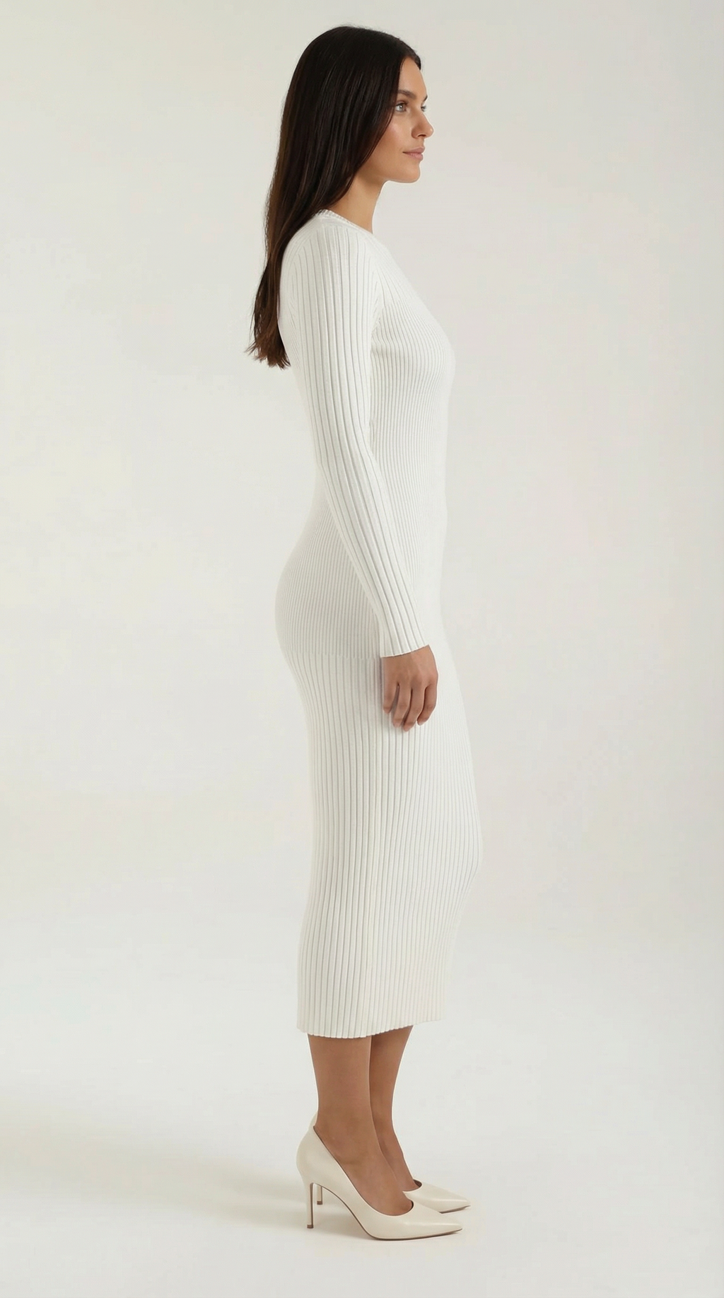 Sheila - Vestido midi ajustado de canalé