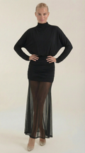 Vestido Maxi Fruncido de Malla Sonya