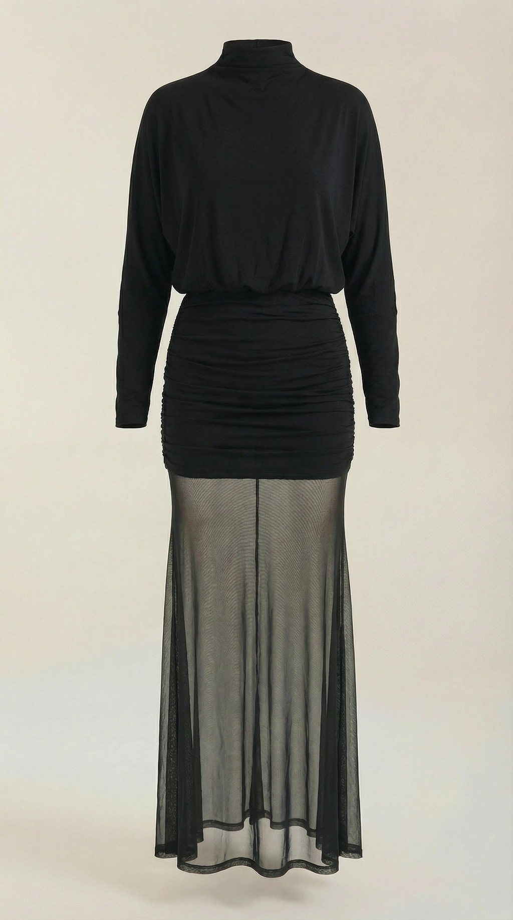 Vestido Maxi Fruncido de Malla Sonya