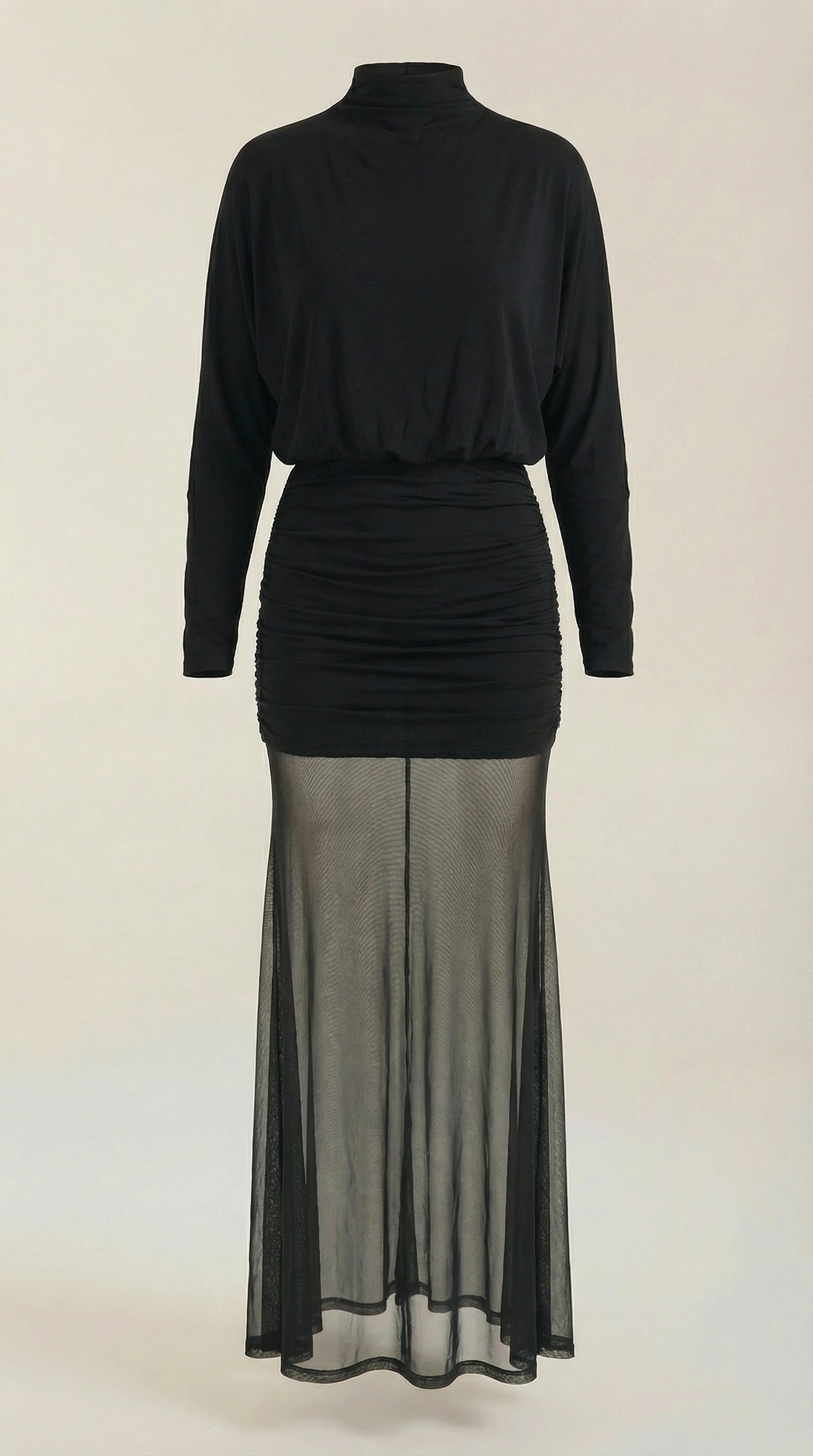 Vestido Maxi Fruncido de Malla Sonya
