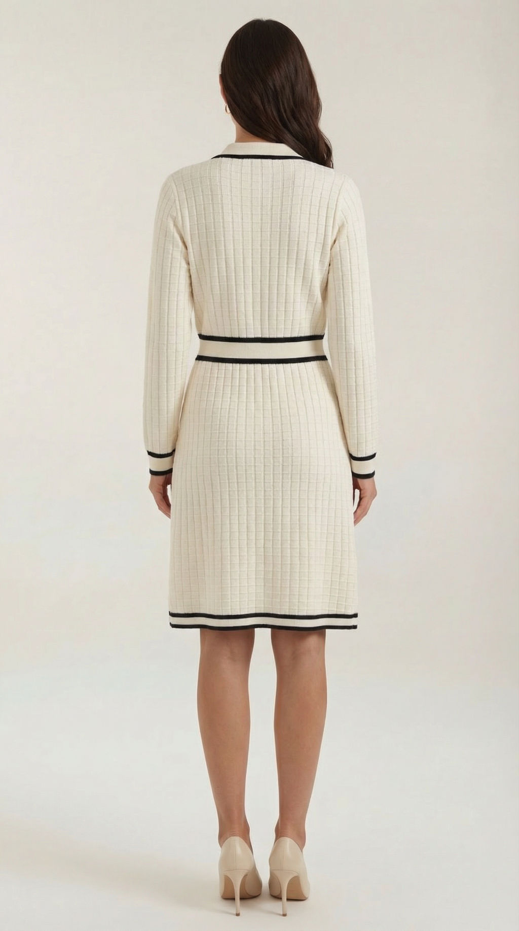 Tracy | Vestido Elegante Punto con Ribetes en Contraste para mujer