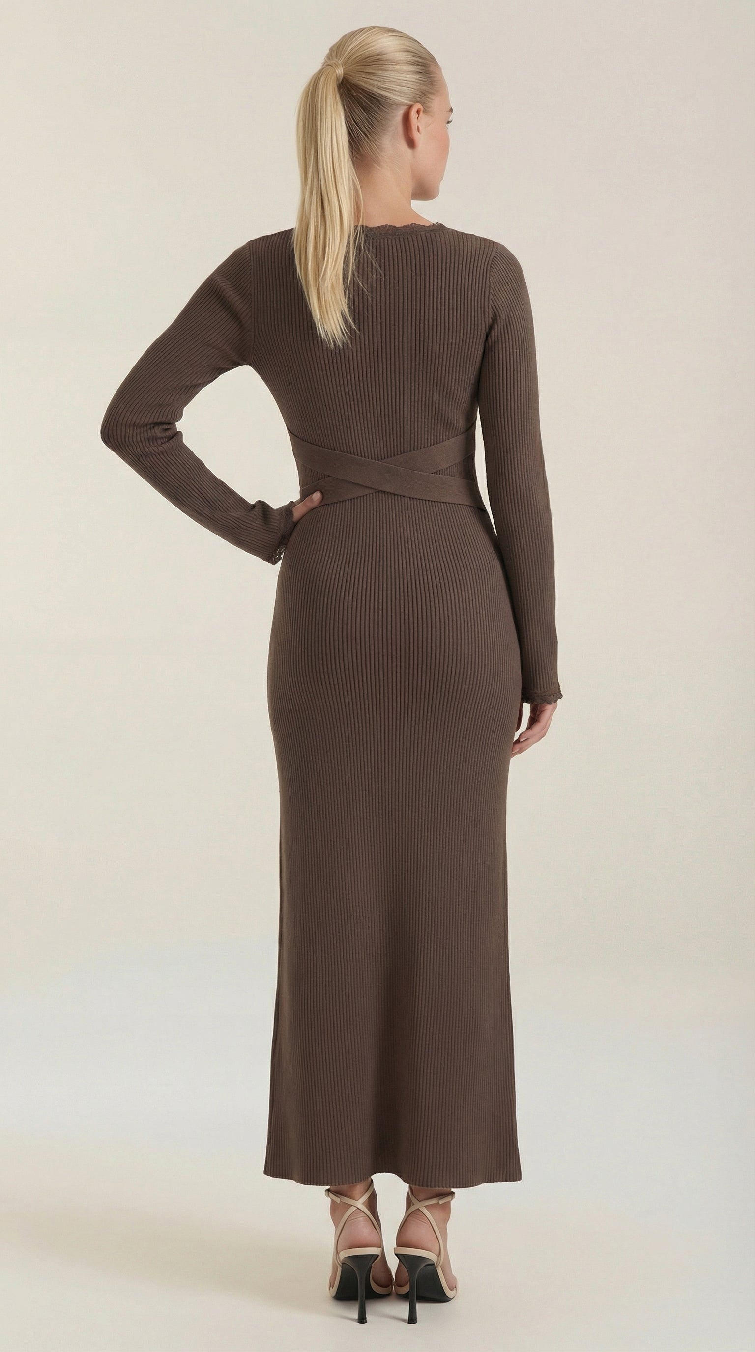 Vestido Largo de Punto a Rayas Wilma