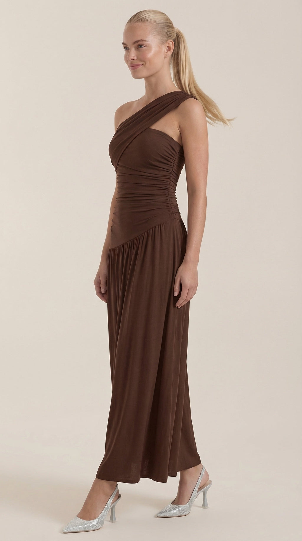 Vestido Maxi Asimétrico de Un Hombro Enid