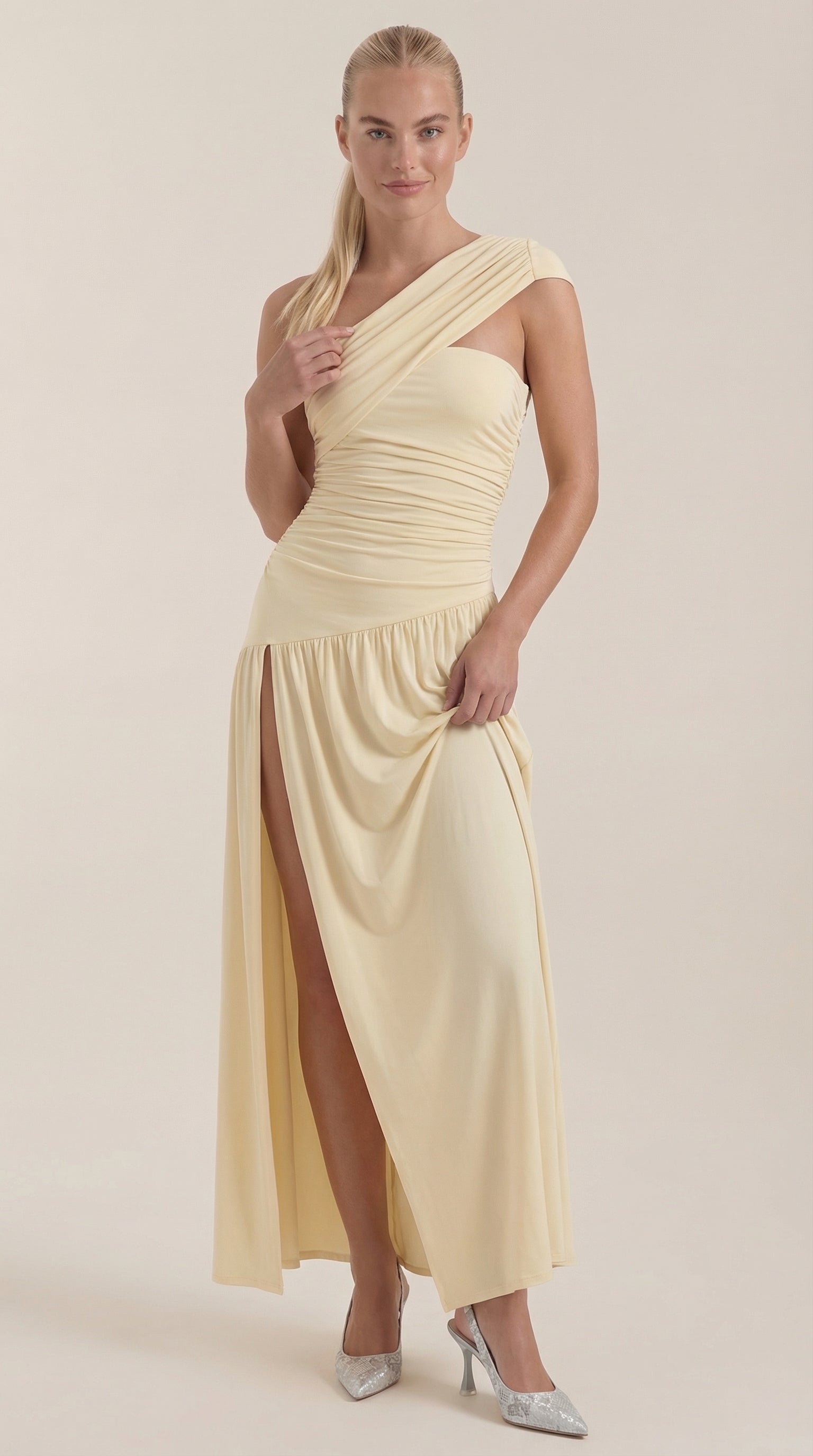 Vestido Maxi Asimétrico de Un Hombro Enid