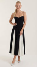 Vestido midi Goldie con pliegues en godets