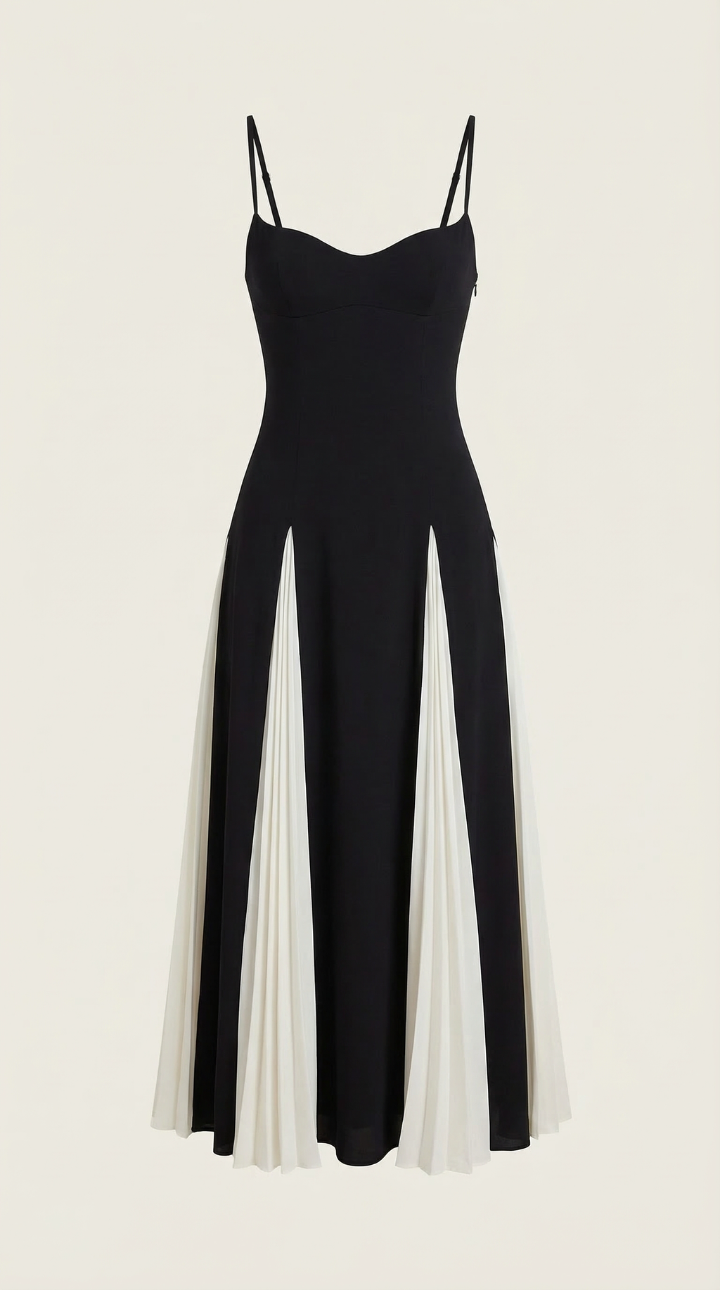 Vestido midi Goldie con pliegues en godets