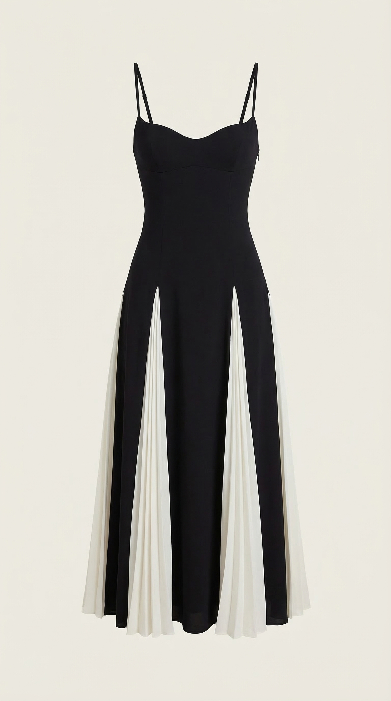 Vestido midi Goldie con pliegues en godets
