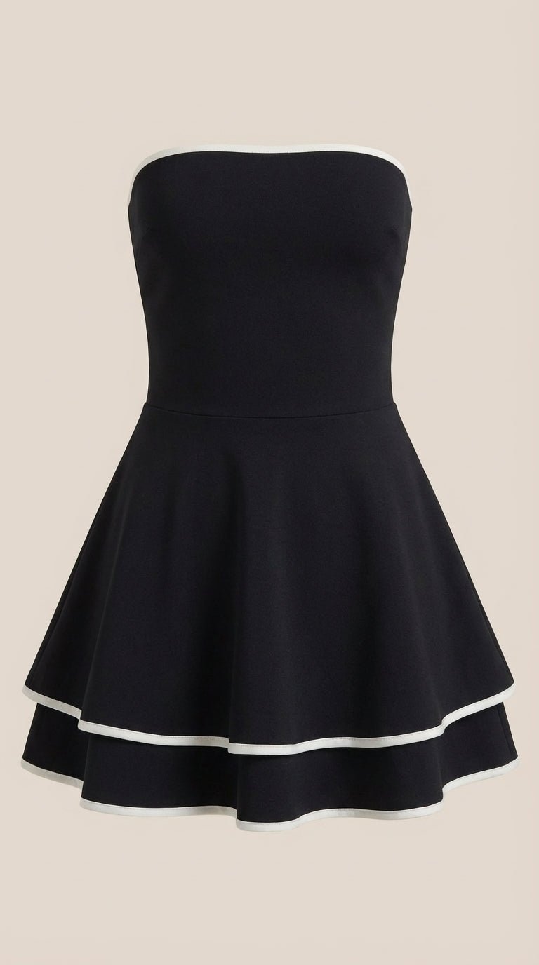Vestido Mini Greta con Detalles Contrastantes