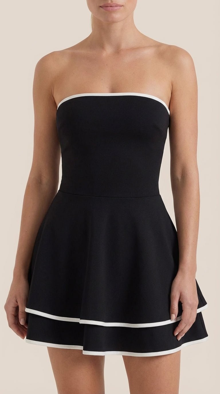 Vestido Mini Greta con Detalles Contrastantes