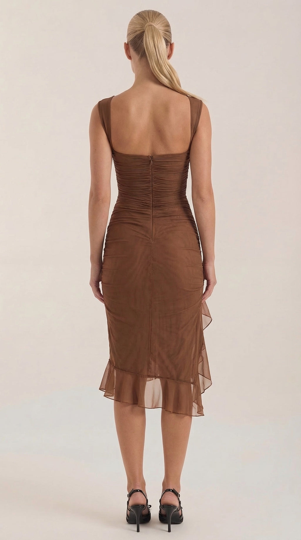 Vestido Midi Ramona con Detalles de Volantes