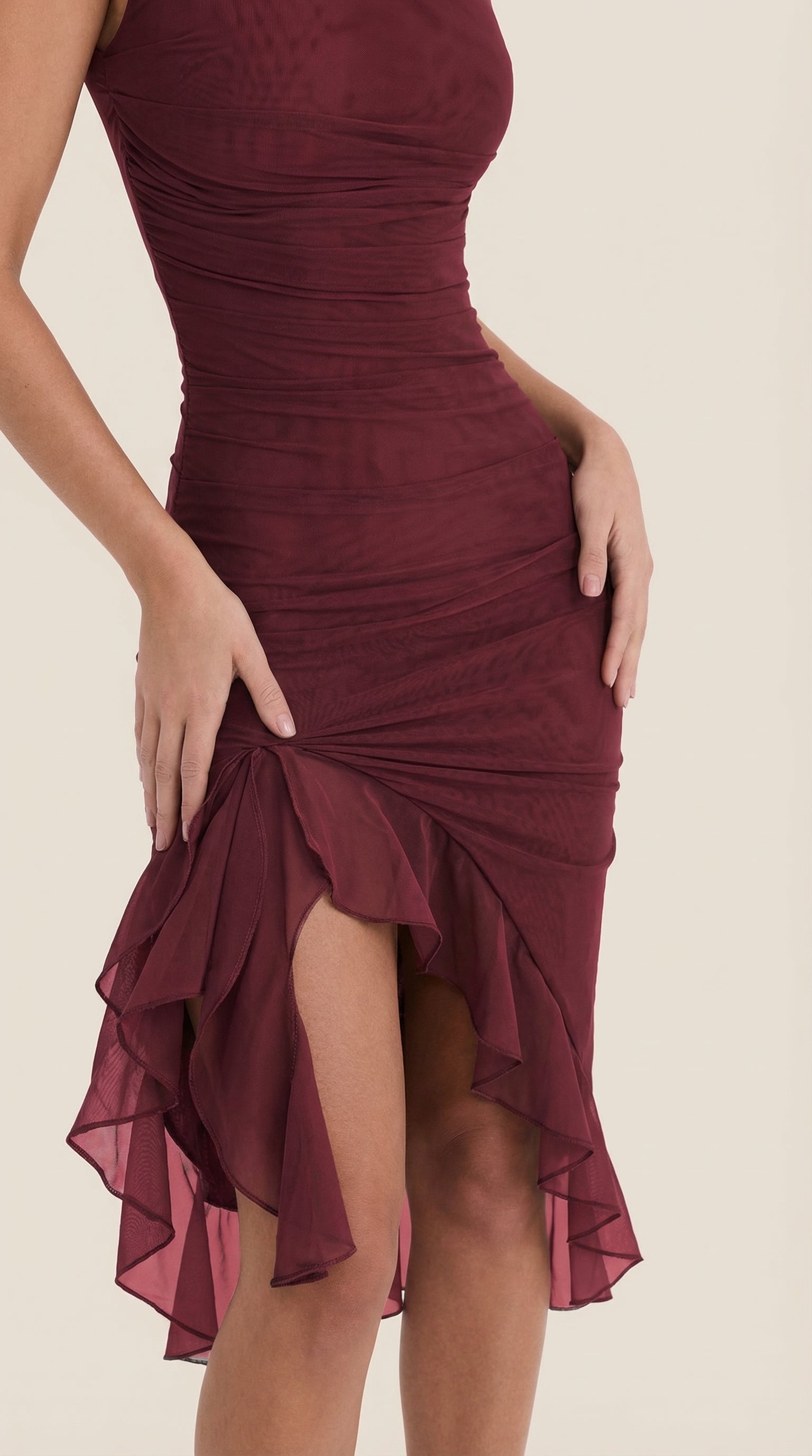 Vestido Midi Ramona con Detalles de Volantes