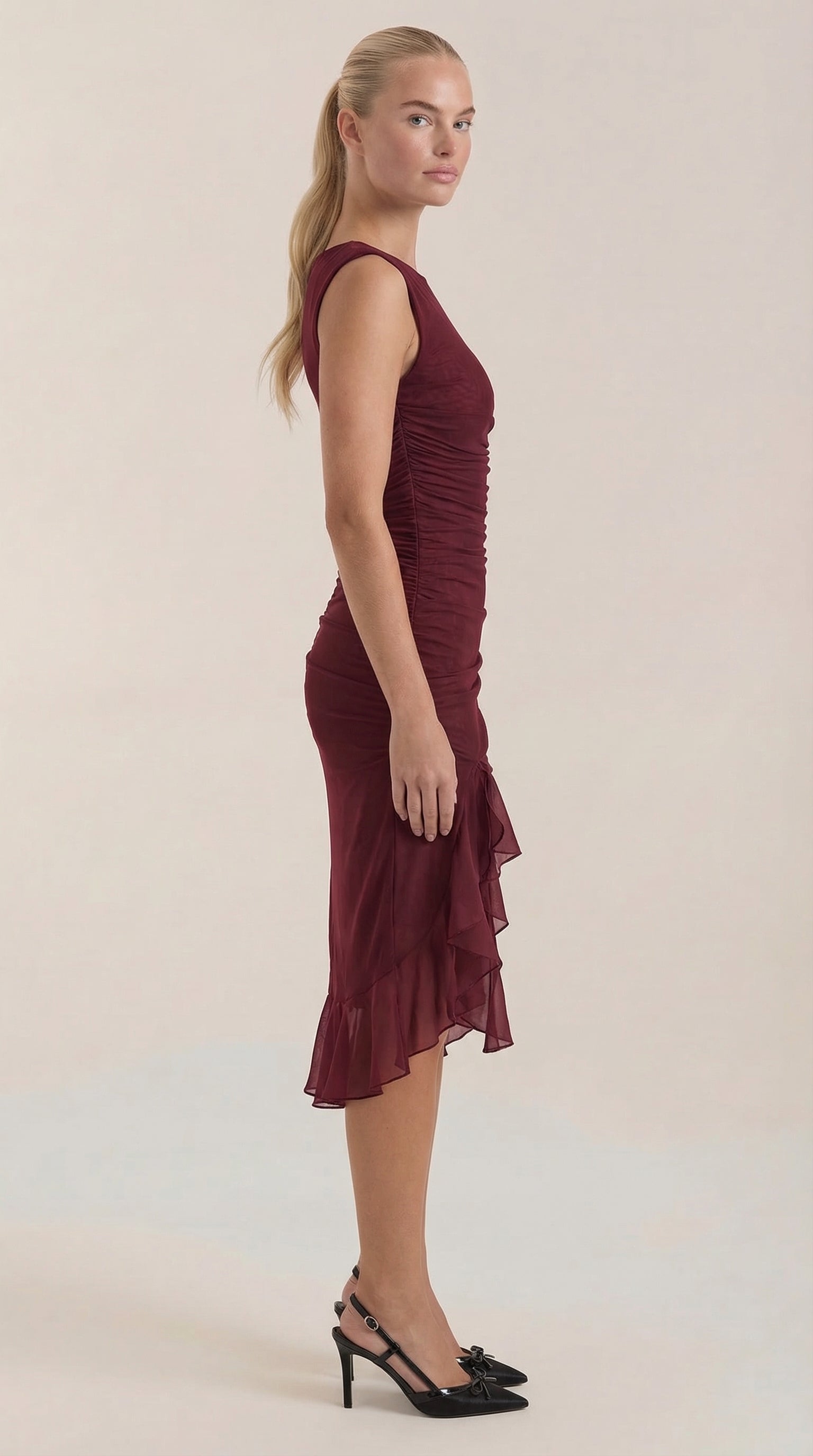 Vestido Midi Ramona con Detalles de Volantes