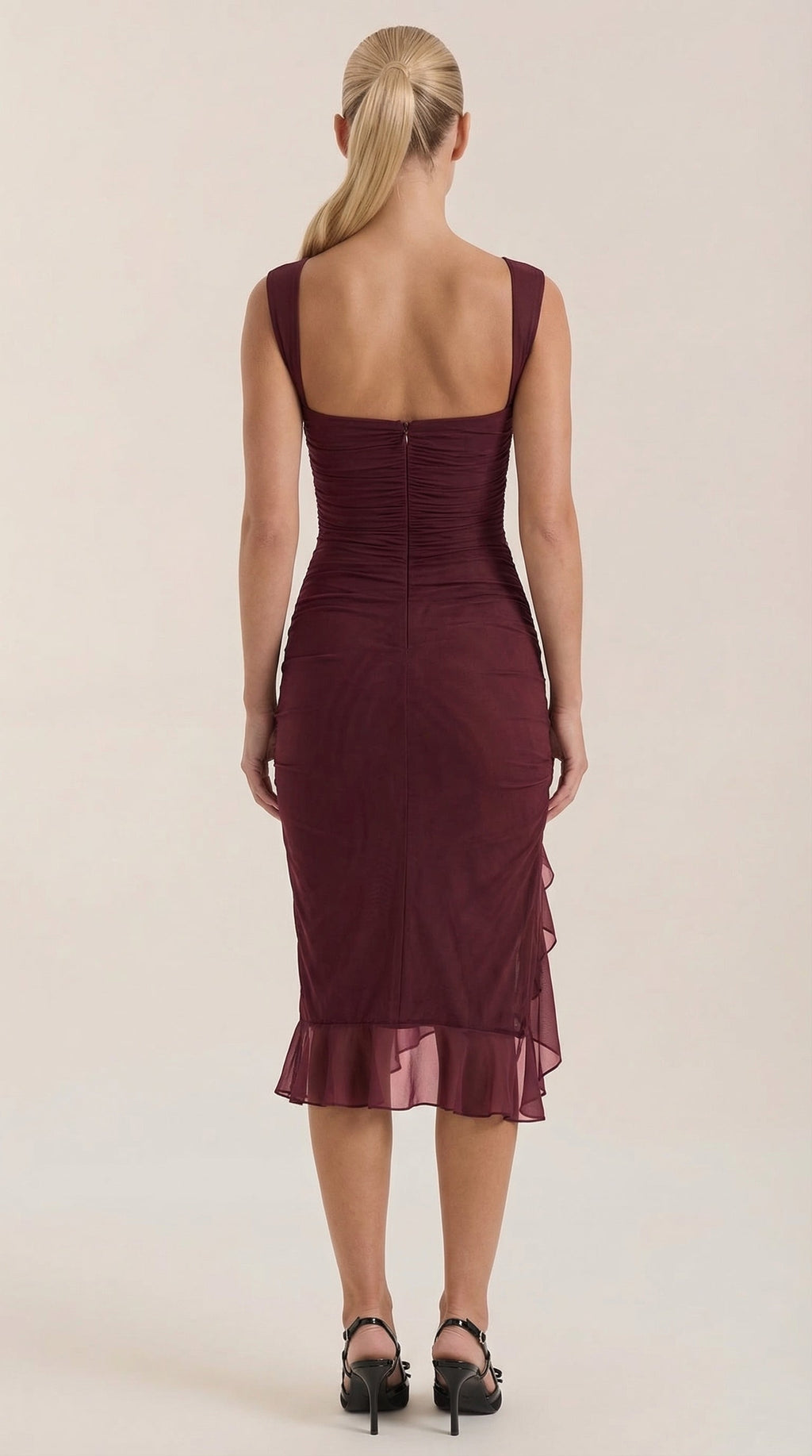 Vestido Midi Ramona con Detalles de Volantes