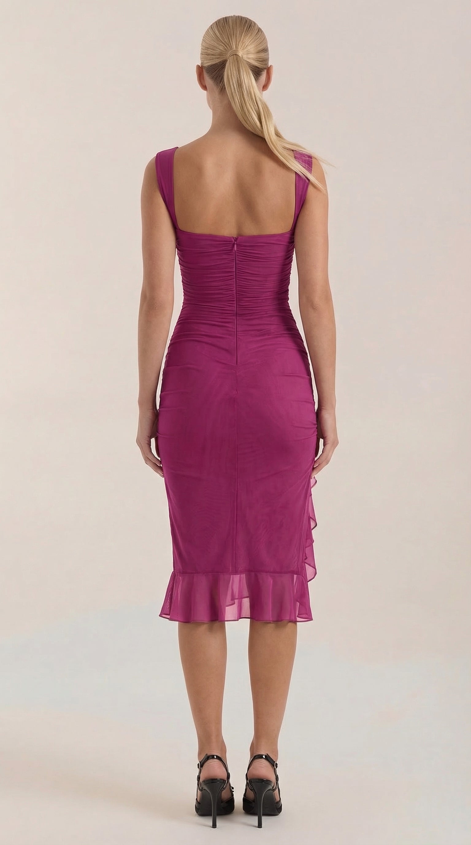 Vestido Midi Ramona con Detalles de Volantes